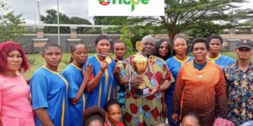 IGIRIUKWU WOMEN FOOTBALL TEAM VISITS HON. SAMUEL OKEZIE NWOGU, PRESENTS CHAMPIONSHIP TROPHY